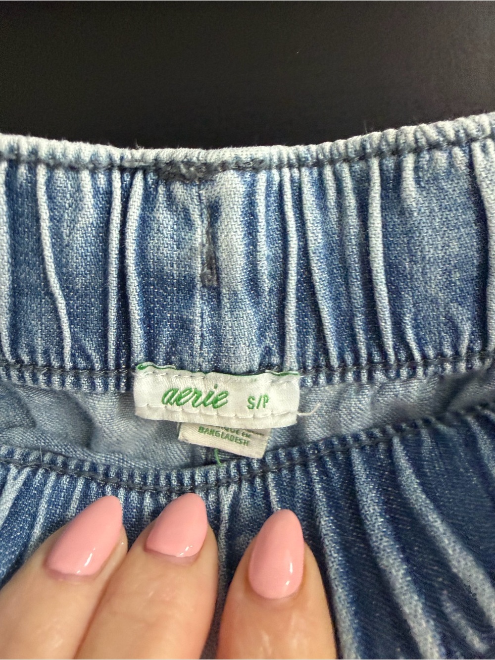 Aerie Lightweight Chambray Jogger Pants Distressed Drawstring Denim Blue Size S - Picture 7 of 7